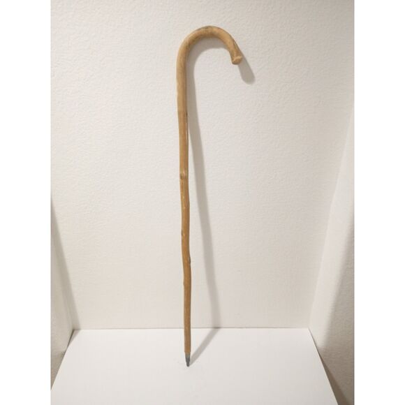 Natural Chestnut Wood Knobby Shaft Crook Handle Ice Walking Stick Cane - Picture 1 of 7